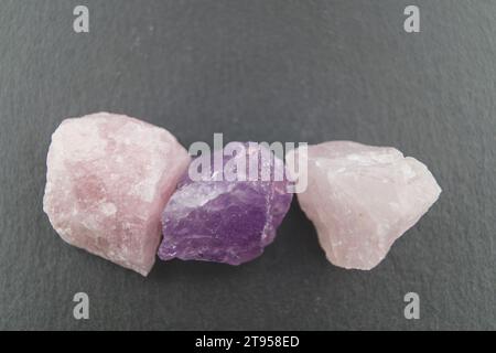 Rose Quartz and amethyst Stock Photo