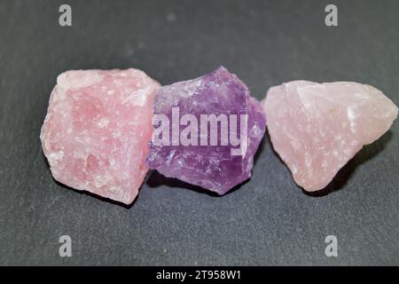 Rose Quartz and amethyst Stock Photo