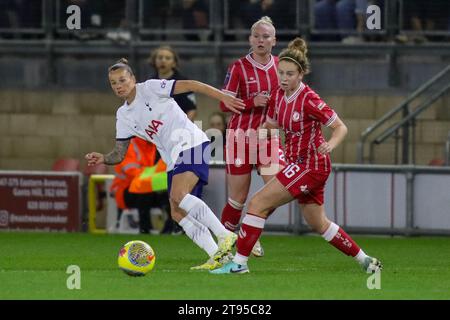 London, UK. 22nd Nov, 2023. London, England, November 22nd 2023: Ria Percival (12 Tottenham Hotspur) makes a pass during the FA Women's League Cup match between Tottenham Hotspur and Bristol City at Brisbane Road in London, England (Alexander Canillas/SPP) Credit: SPP Sport Press Photo. /Alamy Live News Stock Photo