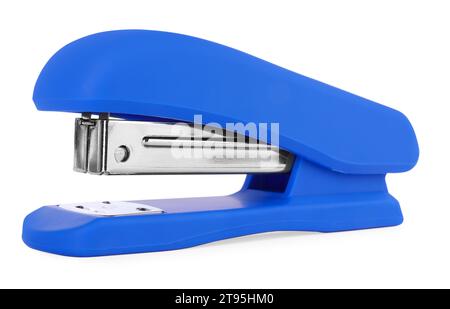 One new blue stapler isolated on white Stock Photo