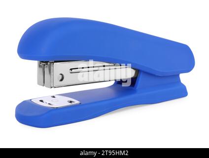 One new blue stapler isolated on white Stock Photo