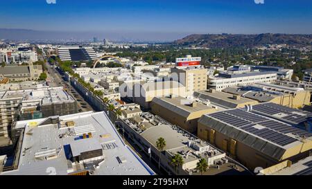 Flight over Sony Pictures Studios Columbia Pictures in Culver City - Los Angeles Drone footage - LOS ANGELES, UNITED STATES - NOVEMBER 5, 2023 Stock Photo