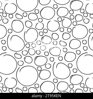 Childlike bubbles seamless pattern. Texture made in hand drawn pencil style. Birthday or celebration background. Black lines on white background. Stoc Stock Vector