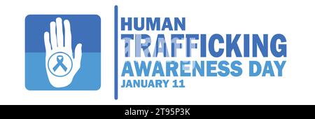 Human Trafficking Awareness Day Vector illustration. January 11. Holiday concept. Template for background,  banner, card, poster with text inscription Stock Vector