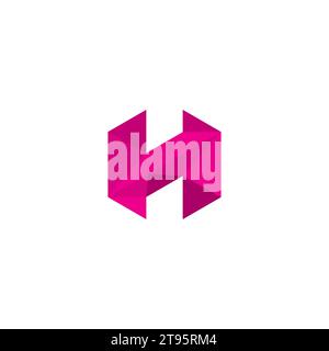 H Hexagon Logo With Pink Color Simple Stock Vector