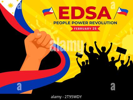 Edsa People Power Revolution Anniversary of Philippine Vector ...