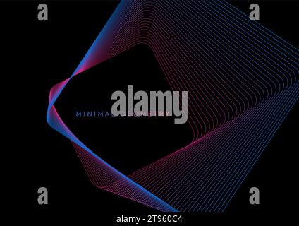 Blue purple minimal curved lines abstract futuristic tech background. Vector digital design Stock Vector