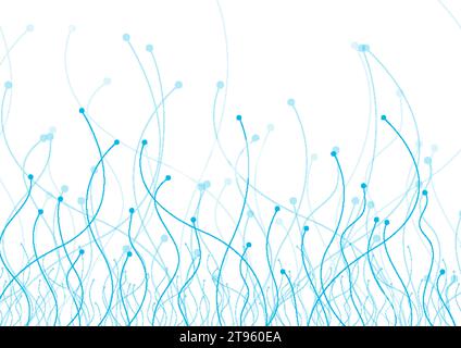 Blue wavy lines circuit board connection background. Abstract technology vector design Stock Vector