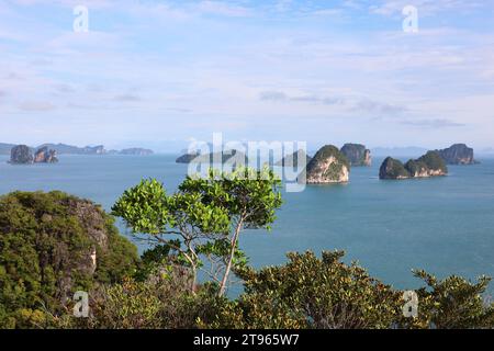 Viewpoint on Koh Hong island with scenery view 360 degree to islands at Krabi province of Thailand. Sea landscape of national park Than Bok Khorani Stock Photo