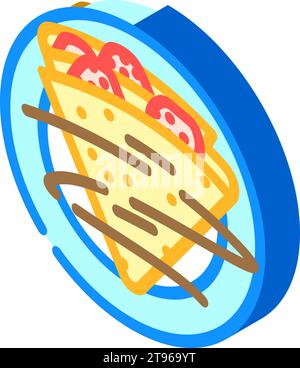 duck confit french cuisine isometric icon vector illustration Stock Vector