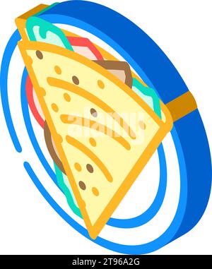 quesadillas mexican cuisine isometric icon vector illustration Stock Vector