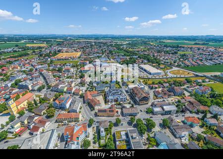 Aerial view of the small town of Pocking in the Lower Bavarian spa triangle Stock Photo