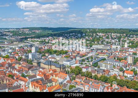 Ulm and Neu-Ulm, the twin city on the Danube in an aerial view Stock Photo