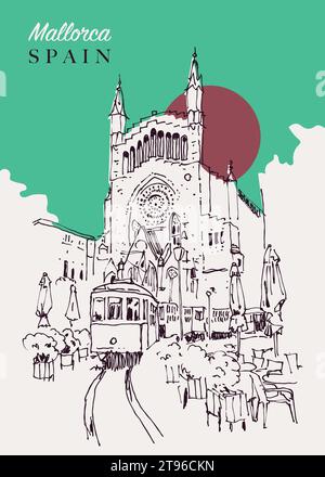 Vector Sketch Of Cathedral Island, Cathedral And Church Of Holy Cross 