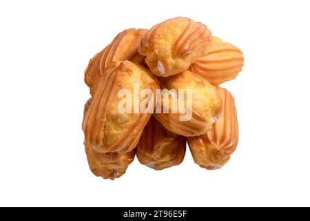 Sweet eclairs isolated on a white background. Top view. Stock Photo