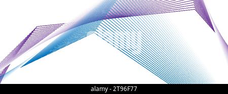 Blue violet minimal curved lines abstract futuristic tech background. Vector digital banner design Stock Vector