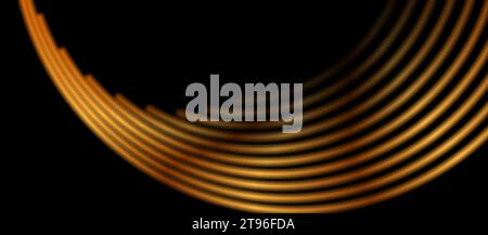 Bronze smooth round lines abstract geometric banner design. Technology minimal vector background Stock Vector