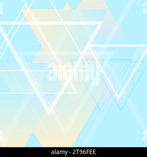 Pastel blue yellow shiny triangles abstract tech background. Geometry vector design Stock Vector