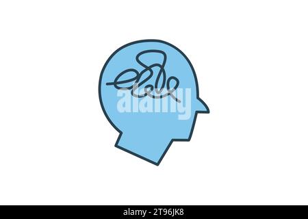 mind chaos icon. head with chaos. icon related to confusion. flat line icon style. simple vector design editable Stock Vector