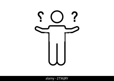 uncertain icon. human and question mark. icon related to confusion. line icon style. simple vector design editable Stock Vector