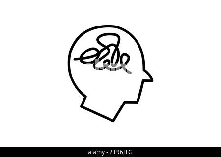 mind chaos icon. head with chaos. icon related to confusion. line icon style. simple vector design editable Stock Vector