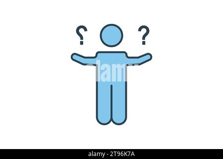 uncertain icon. human and question mark. icon related to confusion. flat line icon style. simple vector design editable Stock Vector