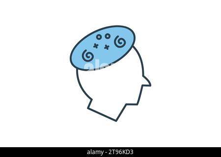 dizzy icon. head with chaos. icon related to confusion. flat line icon style. simple vector design editable Stock Vector