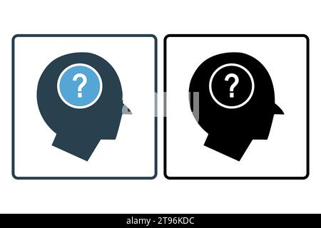 confused icon. head with question mark. icon related to confusion. solid icon style. simple vector design editable Stock Vector
