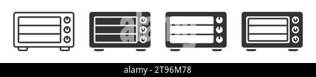 Convection oven icon set. Electric grill. Vector illustration Stock Vector