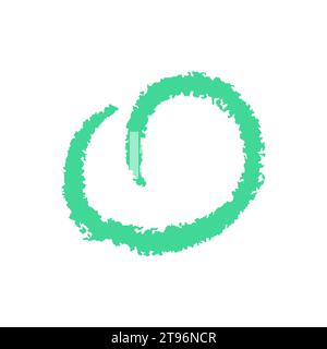 Green oval drawn by hand with wax crayon or pencil, charcoal, chalk. doodle colorful wavy lines emphasis. Vector illustration isolated on white. Stock Vector