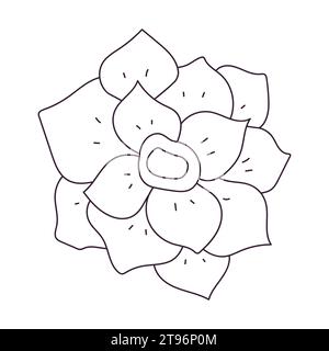 Hand drawn flower bud. Simple botanical element. Outline doodle vector black and white illustration isolated on a white background. Stock Vector