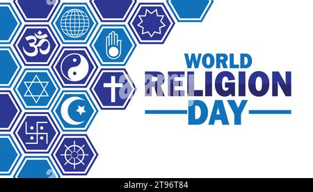 World Religion Day. Holiday concept. Template for background, banner, card, poster with text inscription. Vector illustration Stock Vector