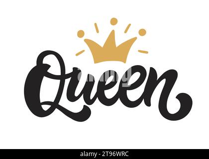 Queen Inscription Logo. Hand Written Lettering Stock Vector