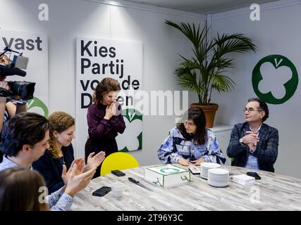 THE HAGUE - Party leader Esther Ouwehand during a party meeting of the Party for the Animals, a day after the House of Representatives elections. ANP SEM VAN DER WAL netherlands out - belgium out Stock Photo
