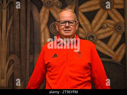 London, UK. 23rd Nov, 2023. during the announcement of the Triathlon team to represent TeamGB at the Paris 2024 Olympics.Mark England (TeamGB Chef de Mission for Paris24) poses during the announcement of the Triathlon team to represent TeamGB at the Paris 2024 Olympics. Credit: Sport In Pictures/Alamy Live News Stock Photo