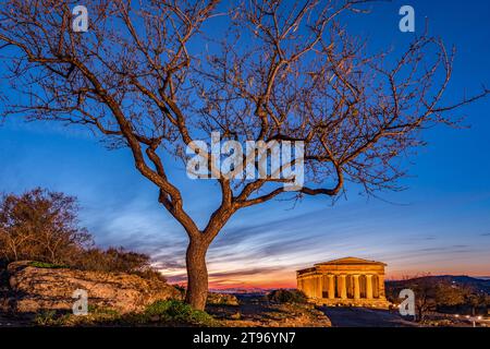 Concord temple at dusk. Valley of the Temples, Sicily Stock Photo