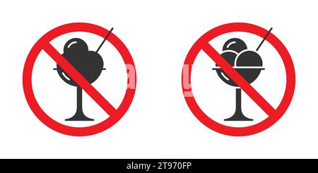 Ice cream forbidden sign. Vector illustration Stock Vector