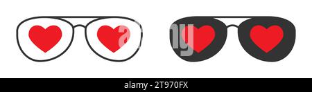 Sunglasses icon with heart sign. Vector illustration Stock Vector