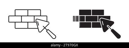 Brickwork and trowel icon. Vector illustration Stock Vector