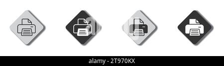 Printer icon on a flat button with shadow. Vector illustration Stock Vector