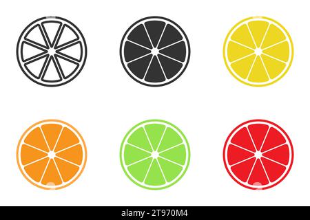Citrus slice icon set. Vector illustration Stock Vector