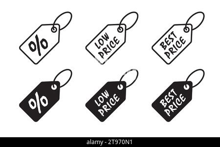 Shopping tags icon set. Low price icon. Vector illustration Stock Vector