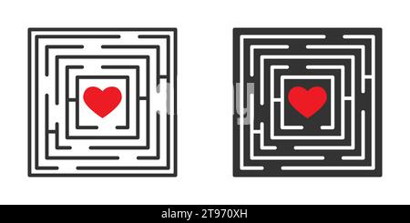 Heart in the square maze icon. Vector illustration Stock Vector