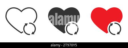 Heart icon with recycle arrows symbol. Vector illustration Stock Vector