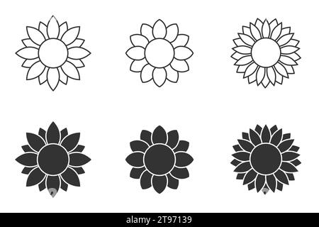 Sunflower Icon Set Vector Illustration Stock Vector Image & Art - Alamy
