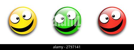Crazy smile icon set. Cartoon vector illustration Stock Vector