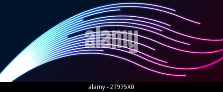 Blue and ultraviolet neon curved wavy lines abstract tech background. Vector graphic banner design Stock Vector