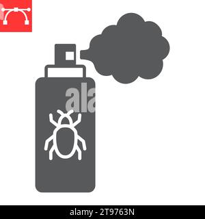Bug spray glyph icon, pest and insecticide aerosol, insect repellent vector icon, vector graphics, editable stroke solid sign, eps 10. Stock Vector