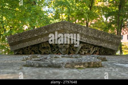 A sarcophagus at Saint Anthony of Padua Church in Bihac, Una-Sana Canton, Federation of Bosnia and Herzegovina. Dates from 1896 Stock Photo