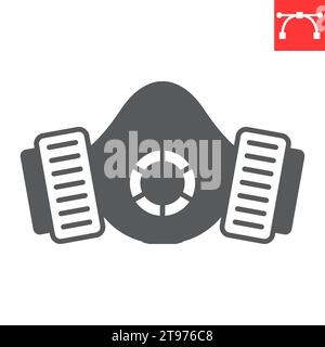 Gas mask glyph icon, pest control and protection, respirator mask vector icon, vector graphics, editable stroke solid sign, eps 10. Stock Vector